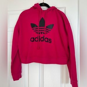 Fuschia adidas cropped sweatshirt